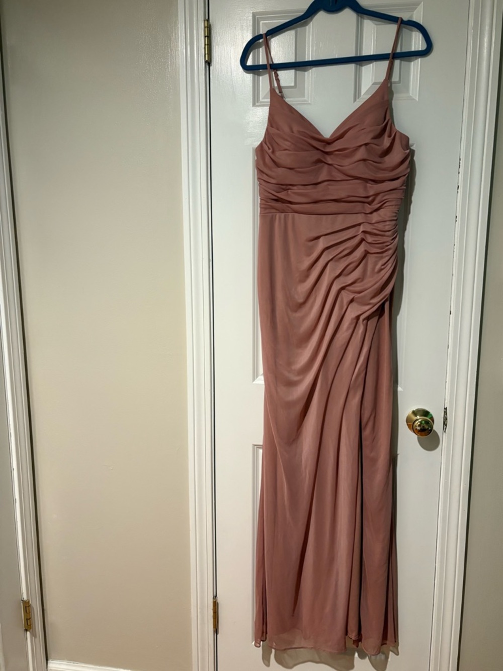 Azazie Rose Dust Blush Ruched Maxi Dress